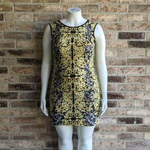 Form fitting dress with black lace design